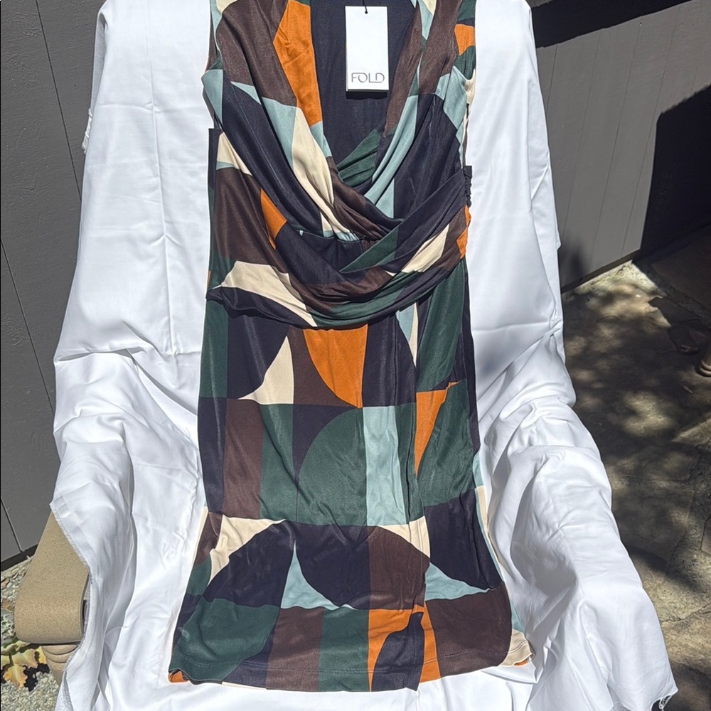 Geometric Print Midi Dress - Multicolor